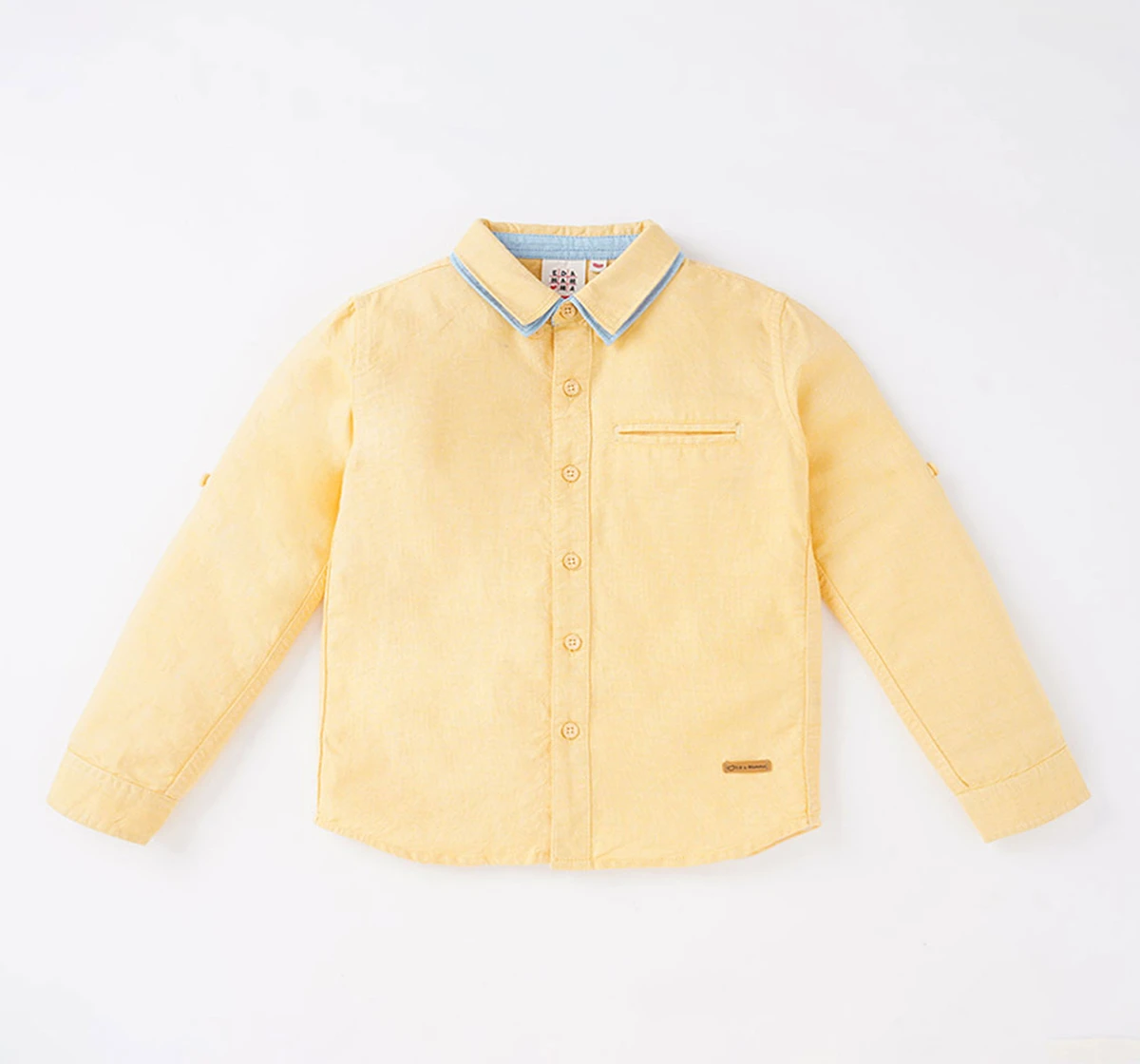 Ed-a-Mamma Sustainable Full Sleeves Double Collar Oxford Shirt For Boys - Yellow